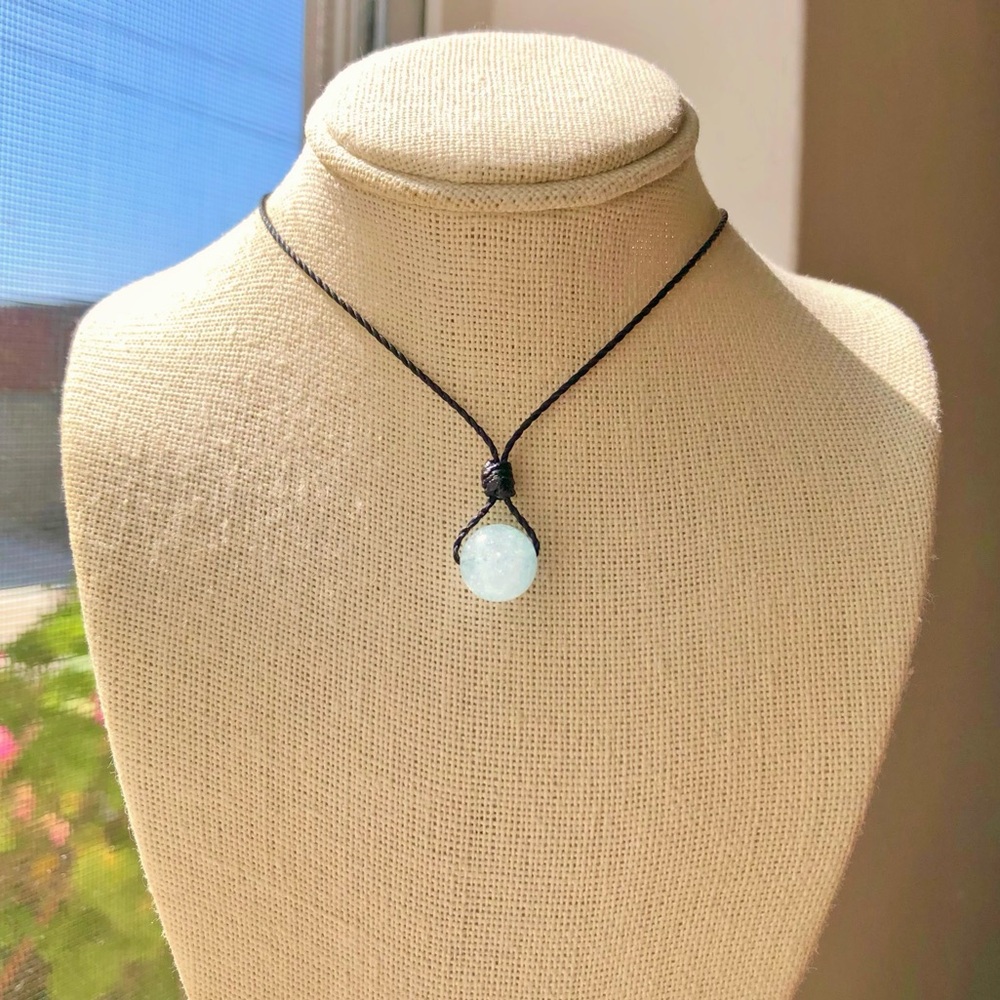 Dainty Pale Aquamarine (10mm) Sphere Boho Necklace/Choker